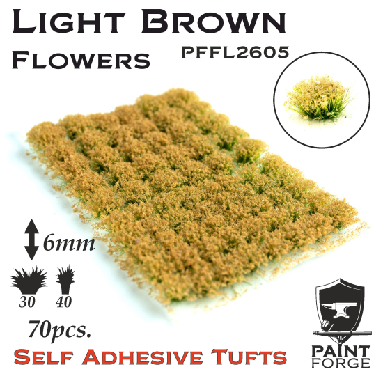 Paint Forge kępki kwiatków Light Brown Flowers - 70sztuk / 6mm